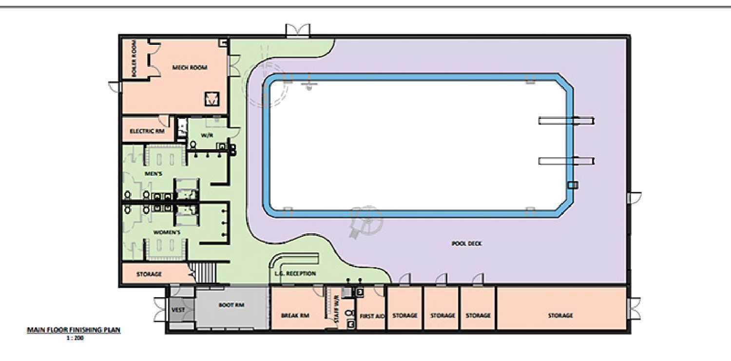 A drawing showing the layout of the refurbished aquatic centre.